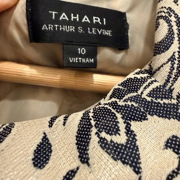 Tahari ASL Jacquard Envelope Neck & Brooch Sheath Dress - Picture 2 of 13